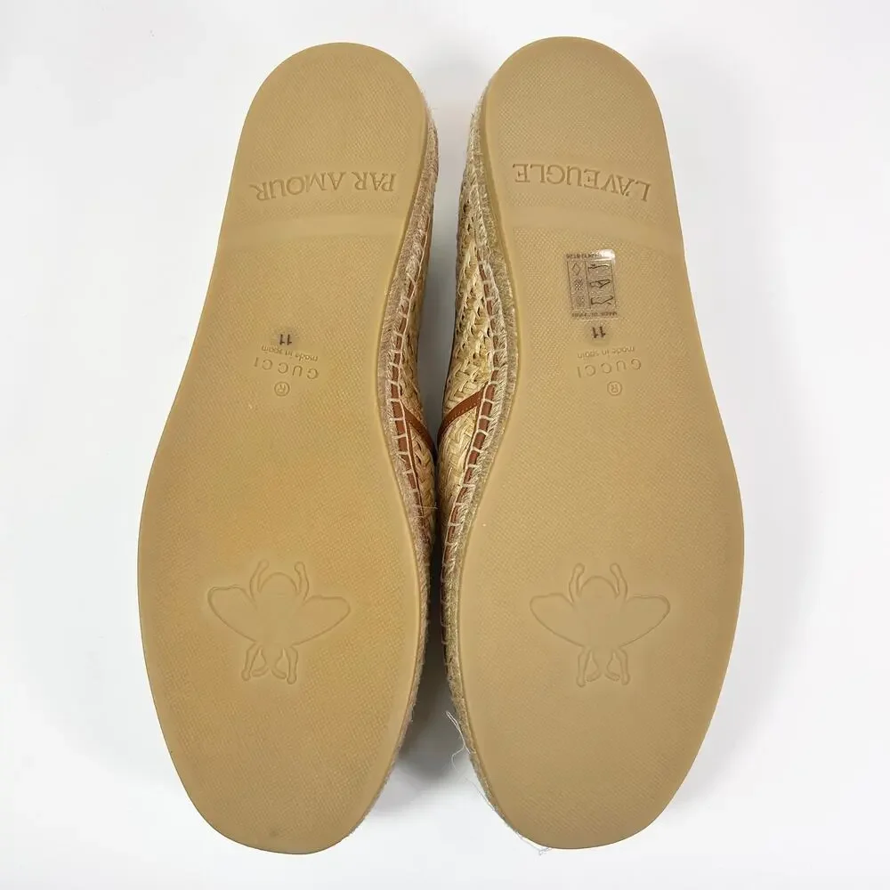 Gucci Interlocking G Raffia Leather Espadrille - Men’s 11.5